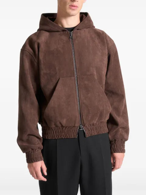 Manière De Voir Cropped suede hoodie - brown