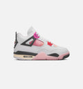 Air Jordan 4 Retro Grade School Lifestyle Shoe - Off White/Fire Pink/Anthracite