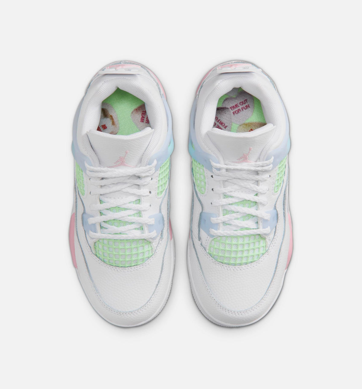 Air Jordan 4 Retro Medium Soft Pink Preschool Lifestyle Shoes - White/Soft Pink/Light Blue