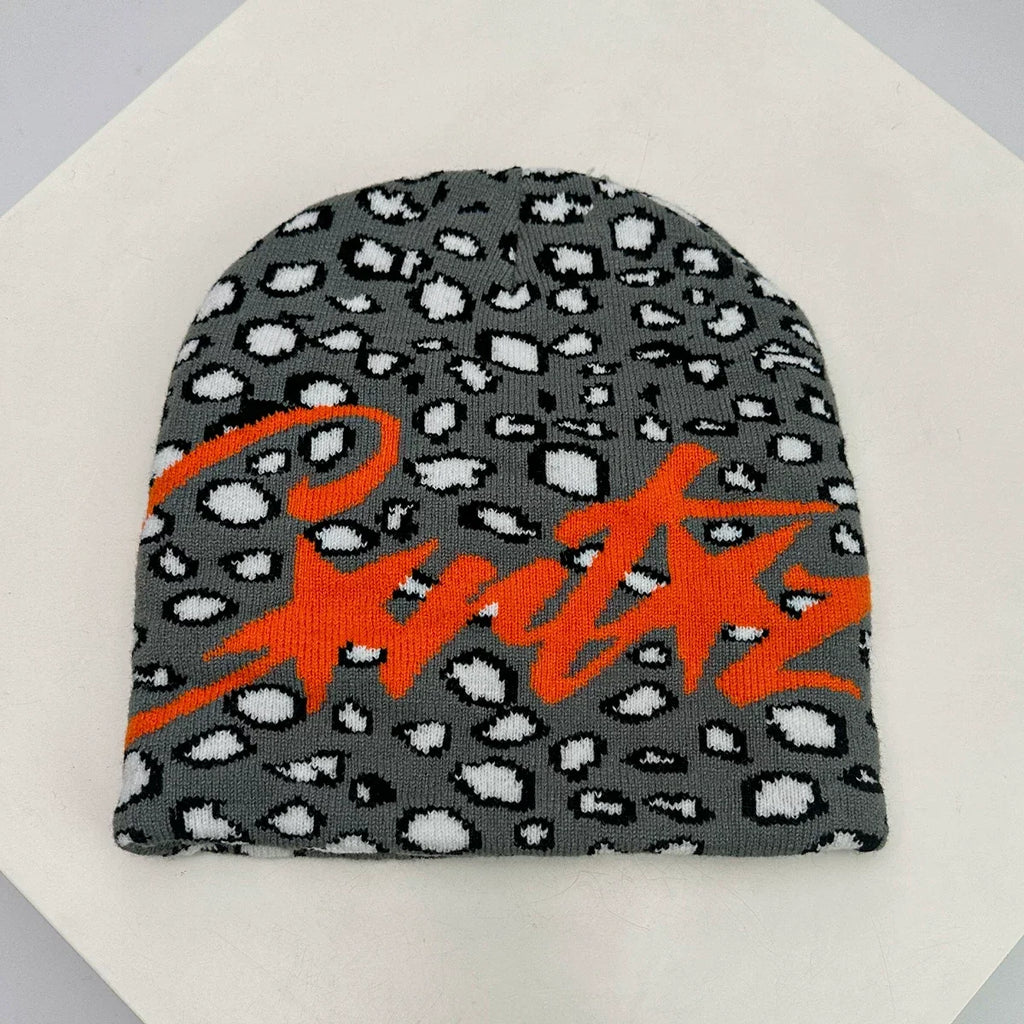 Corteiz Script Leopard Print Knit Beanie